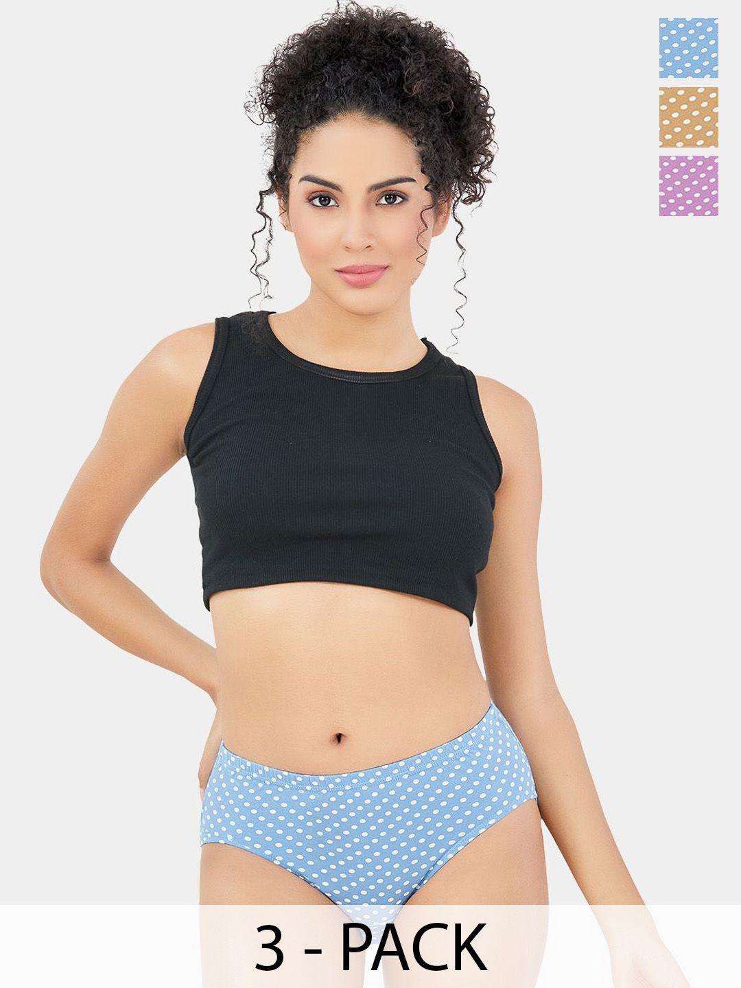 Trylo Pack Of 3 Assorted Seamless Hipster Briefs Gracie Panty Print-20-Printed Colours-M-picture-13