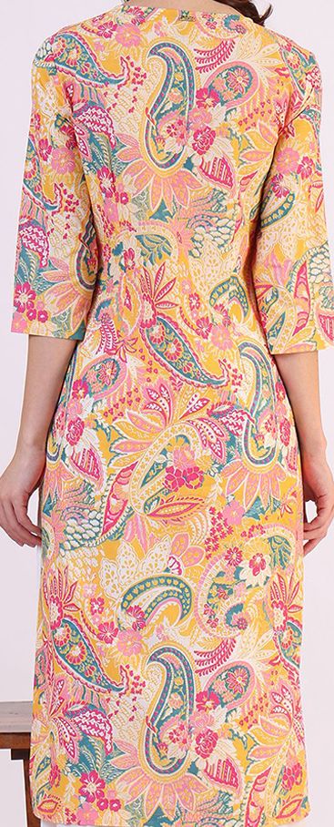 Women Brown And White Printed Keyhole-Neckline Pure Cotton Kurta with Palazzo