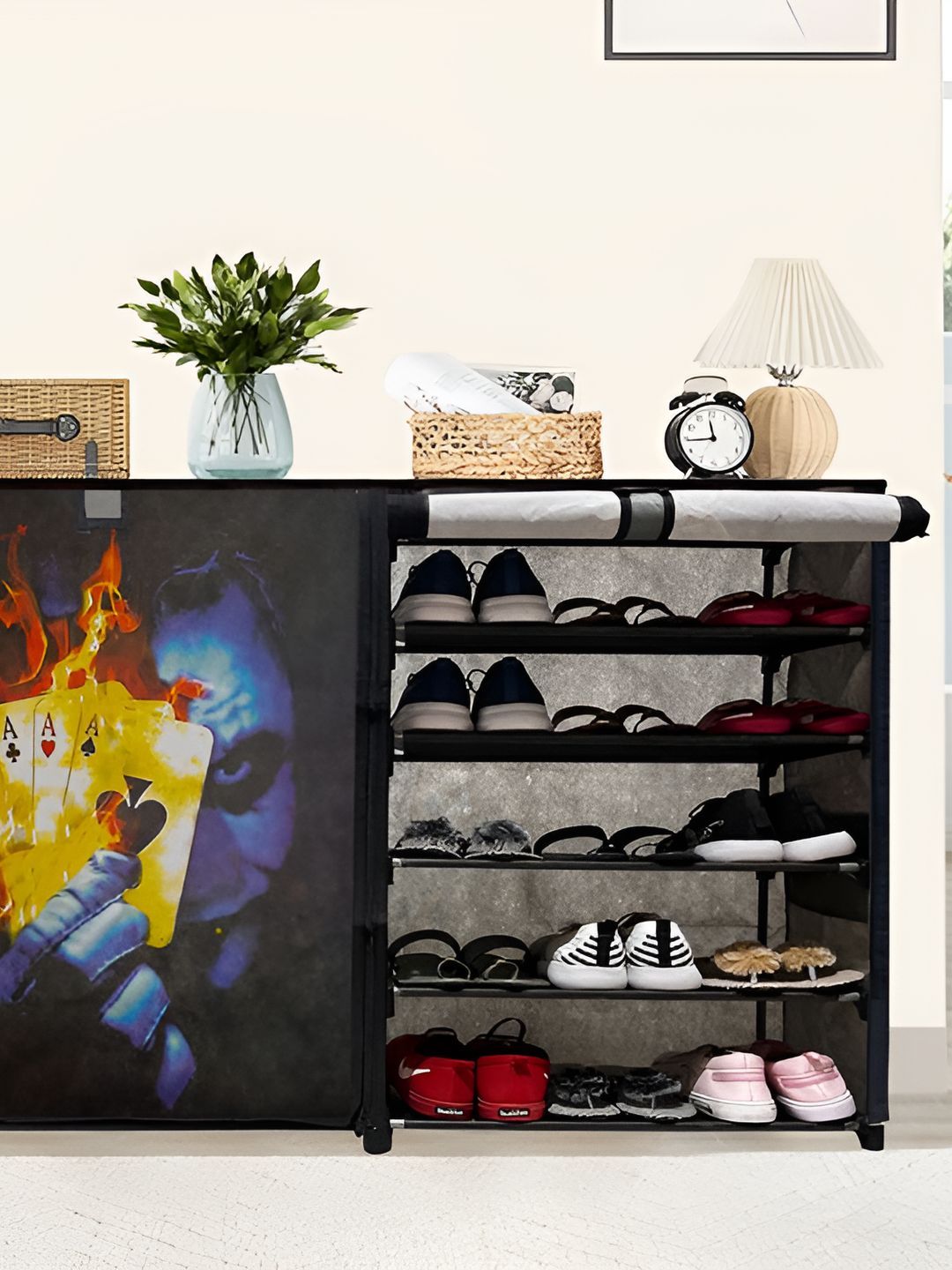 Urban Choice Blue & Black Printed 10 Layer Stainless Steel Collapsible Shoe Stand-picture-41