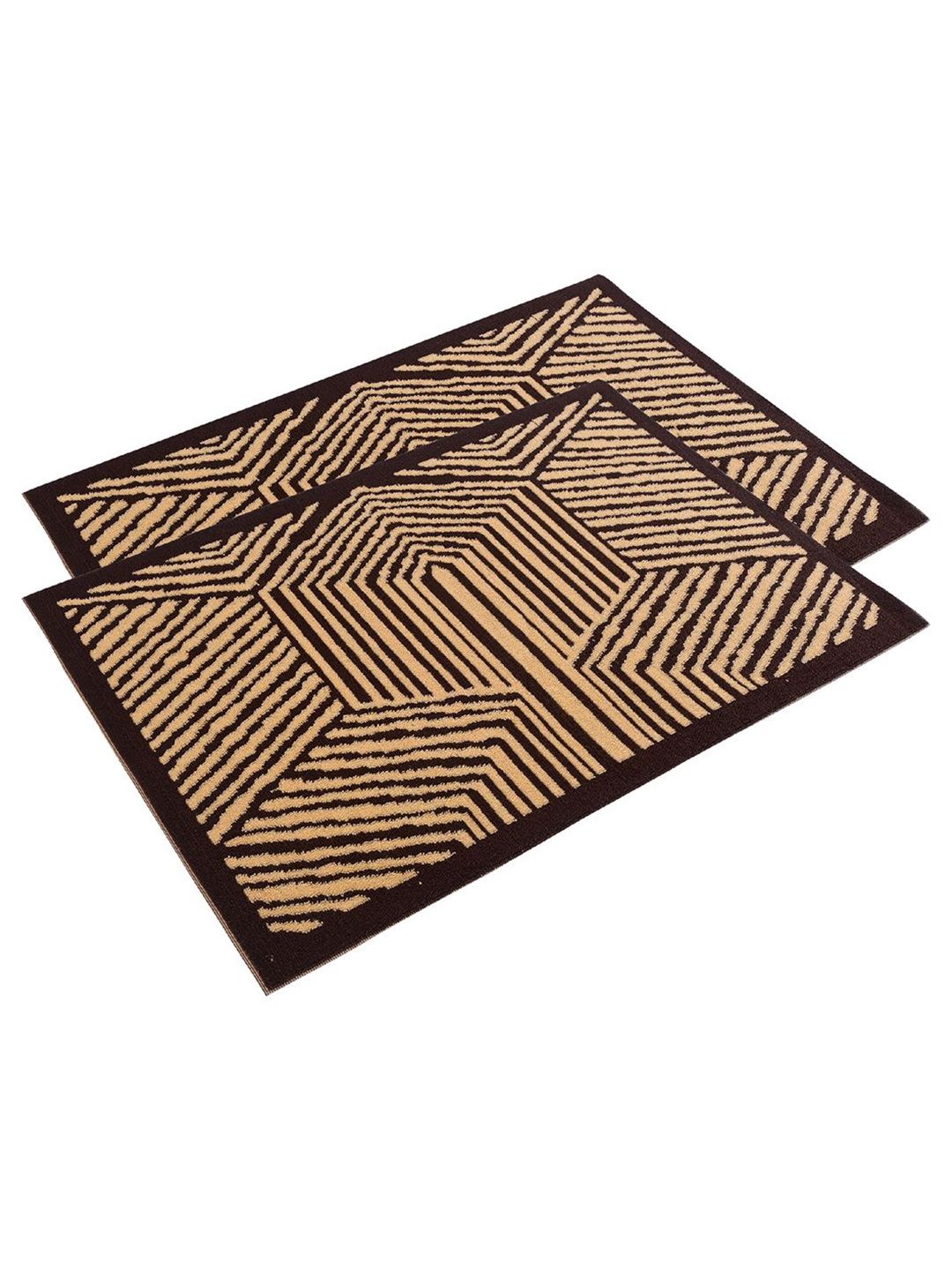 Kuber Industries 2-Pcs Brown & Beige Chevron Rectangular Anti-Skid Doormats-picture-30
