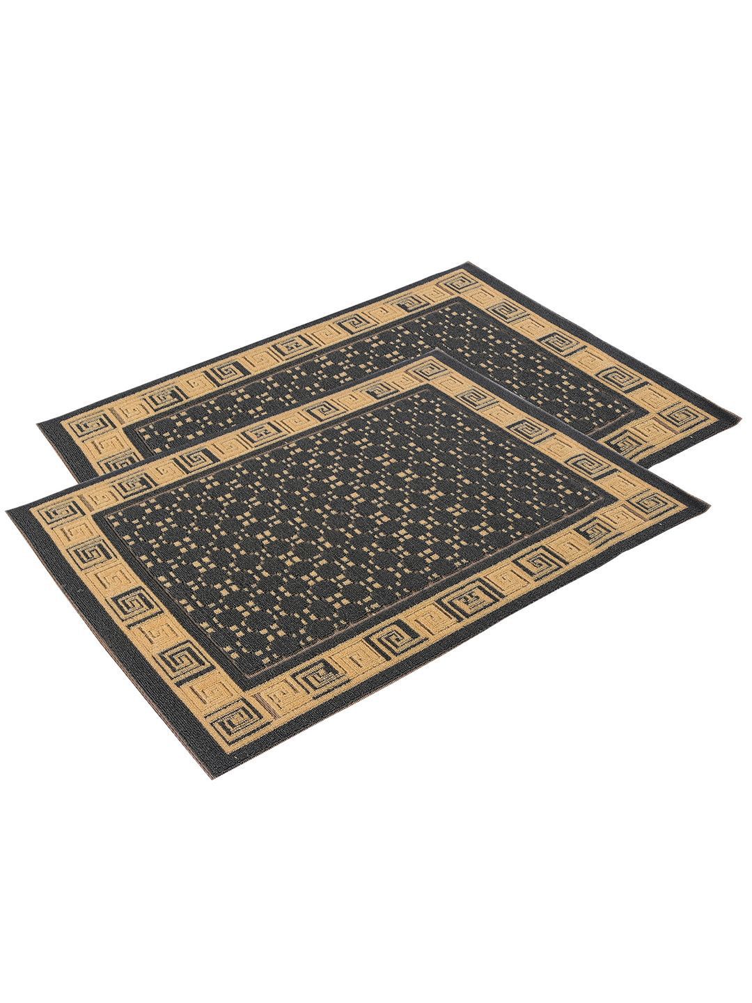 Kuber Industries 2-Pcs Grey Geometric Rectangular Anti-Skid Doormats-picture-24
