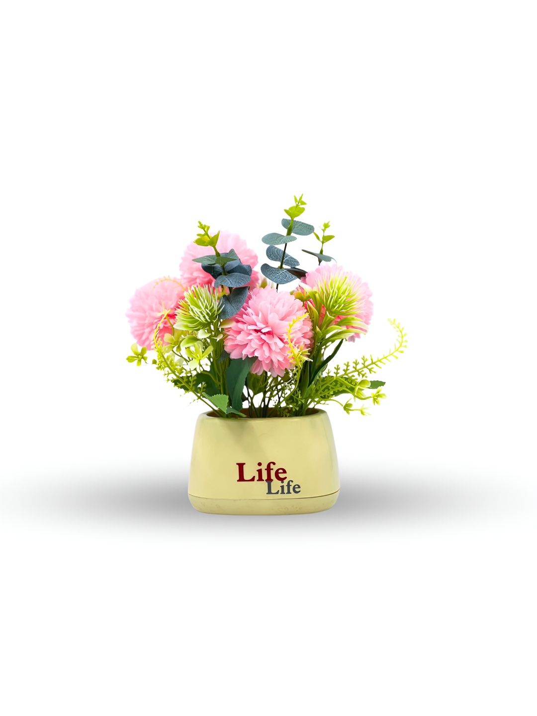 Myntra Elegant Homes Yellow & Pink Artificial Flower Plant With Pot-image-3
