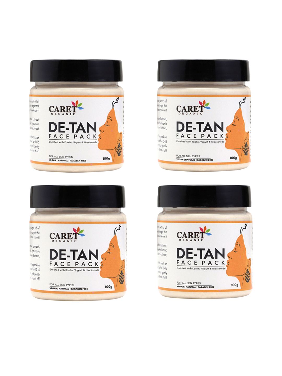 CARET ORGANIC Set Of 4 De-Tan Face Pack Enriched With Kaolin- 100 g Each-picture-34