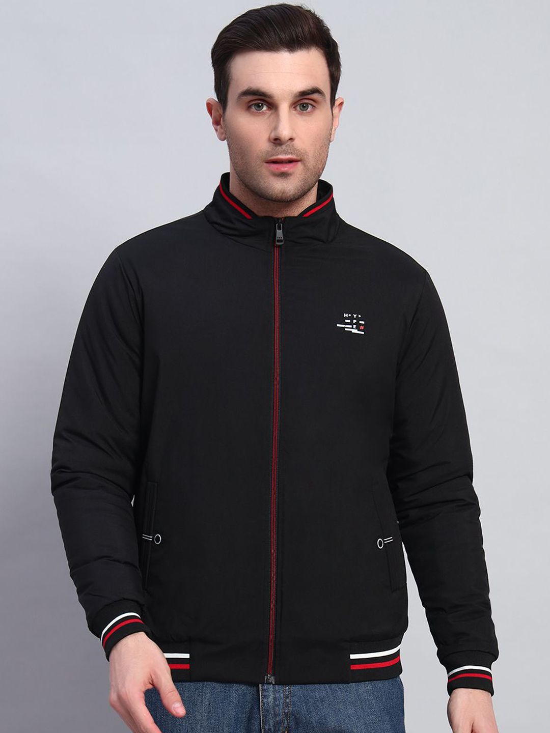 AR-FIT Men Colourblocked Polyester Water Resistant Open Front Jacket with Embroidered-picture-34