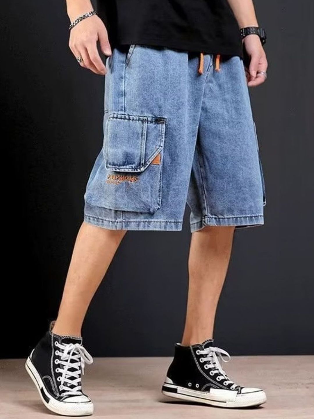 HERE&NOW Men Modal Denim Shorts-picture-25