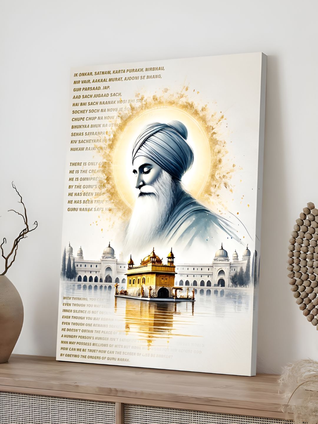 Art Street White & Grey Guru Nanak Dev Ji Religious Canvas Wall Art