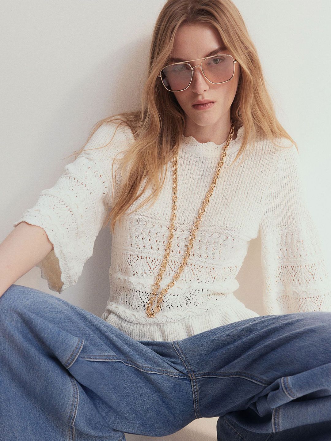 H&M Frill-Trimmed Pointelle-Knit Jumper-picture-25