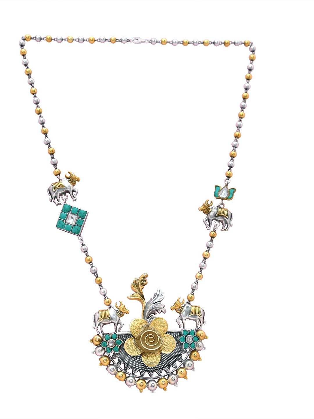 925 SILLER Silver Rhodium-Plated Antique Statement Necklace-picture-7