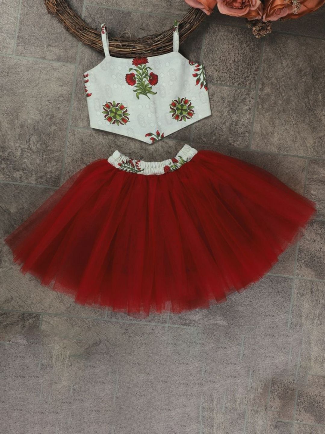 Anneca Girls Printed Top with Skirt-picture-58