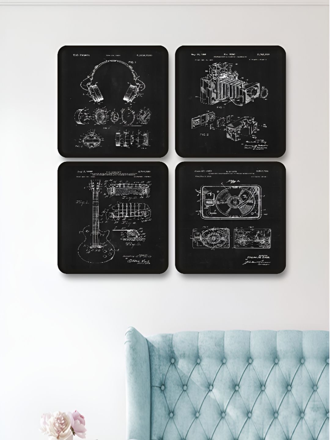 Myntra Elegant Homes White & Black 4 Pieces Music Instruments Wooden Wall Art-picture-32