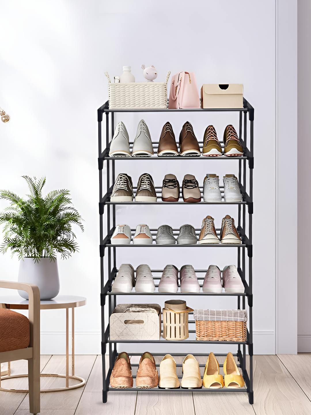 Urban Choice Black Metal 7-Tiers Water Resistant Shoe Rack-picture-33