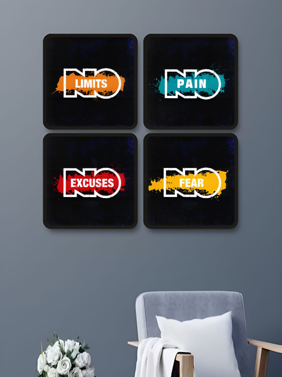 Myntra Elegant Homes Black & Yellow 4 Piece Motivational Quotes Wooden Wall Art-picture-20