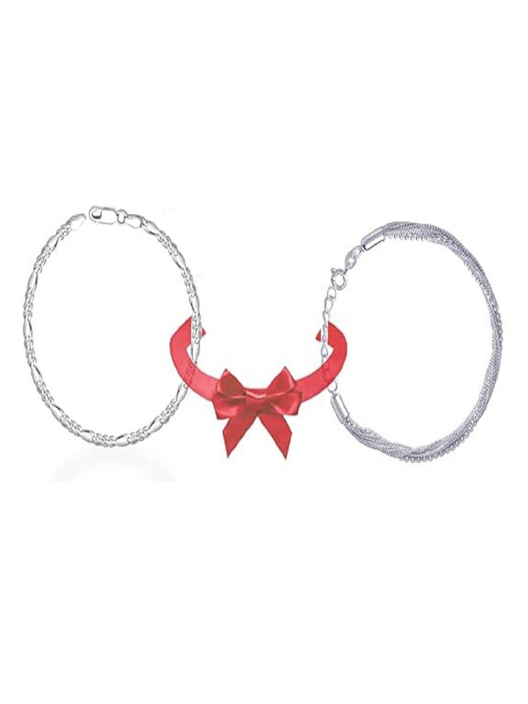 Taraash Set Of 2 Sterling Silver-Plated Figaro Bracelet-image-3
