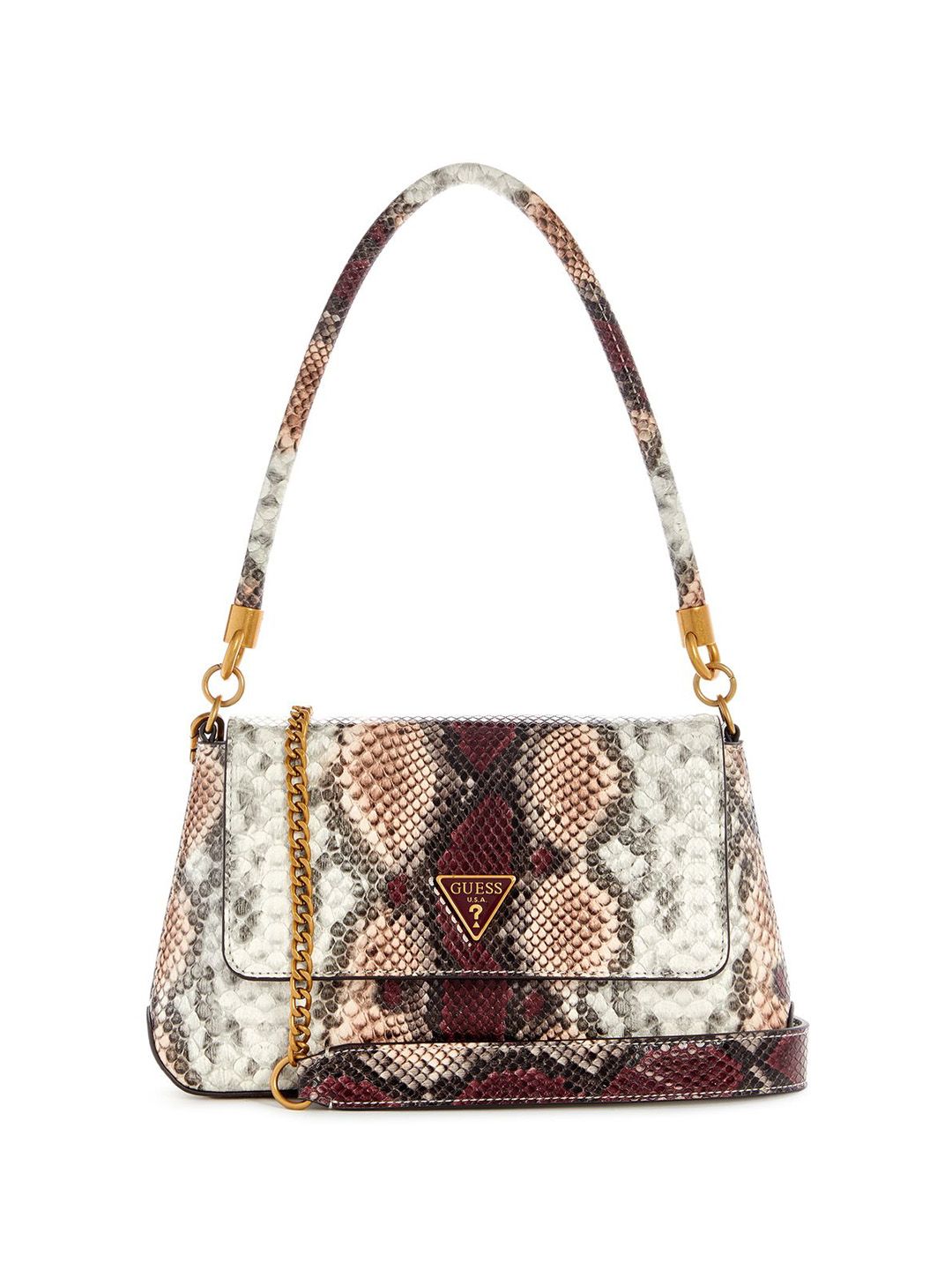 GUESS Animal Printed PU Structured Shoulder Bag with Cut Work-picture-29