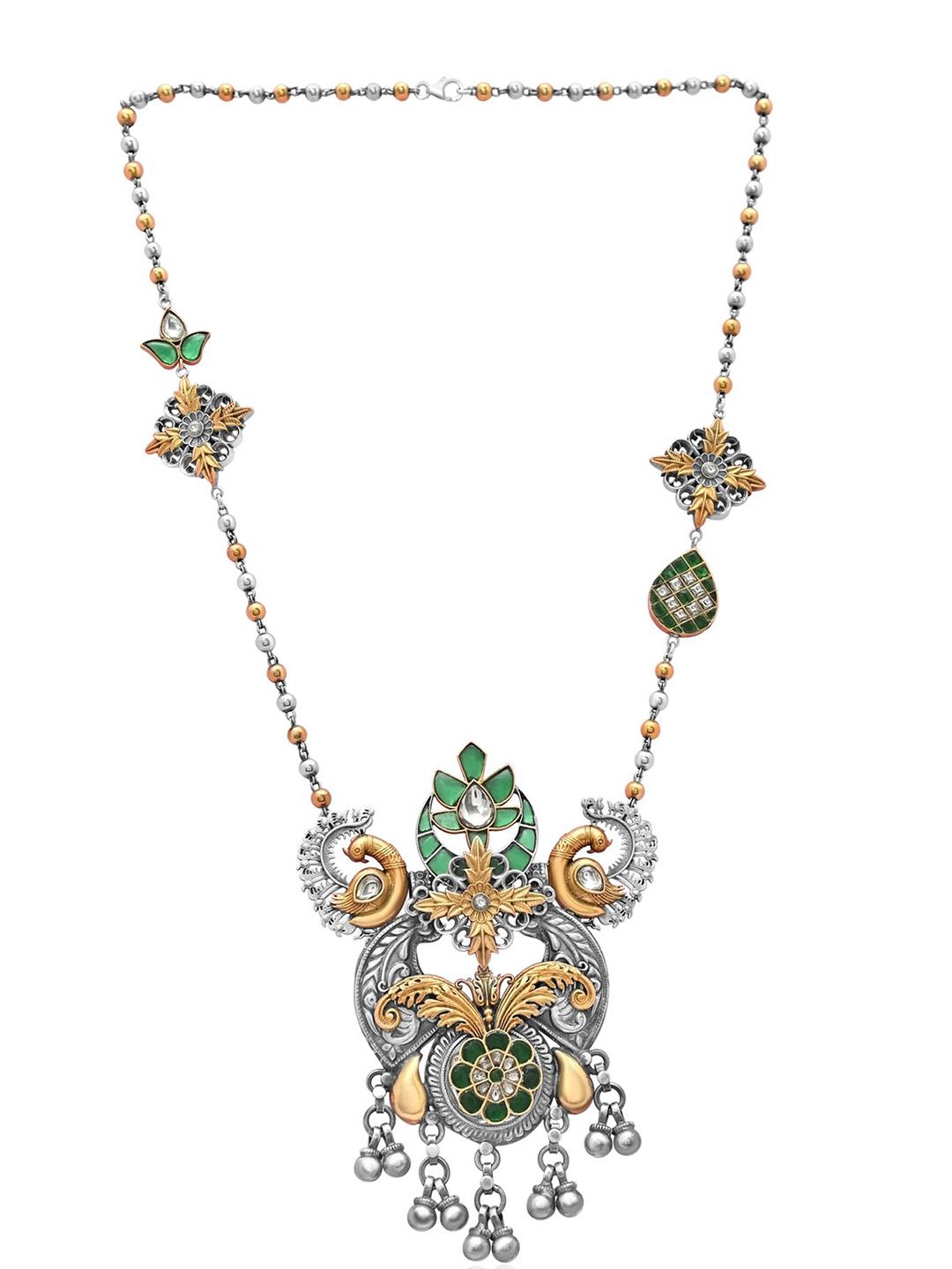925 SILLER Silver Rhodium-Plated Antique Necklace-picture-6