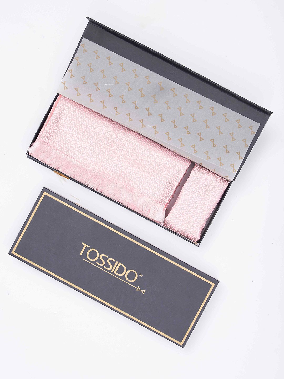 Tossido Men Woven Design Reversible Stole & Pocket Square Set-picture-33