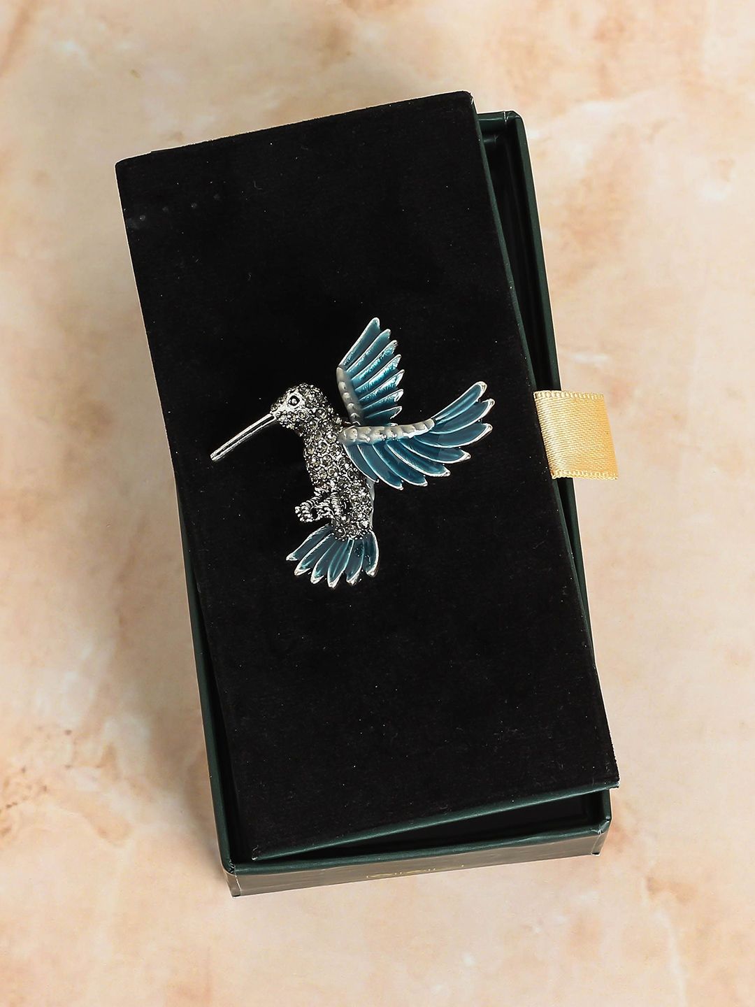 Tossido Men Artificial Stone Studded Kingfisher Brooch-picture-3