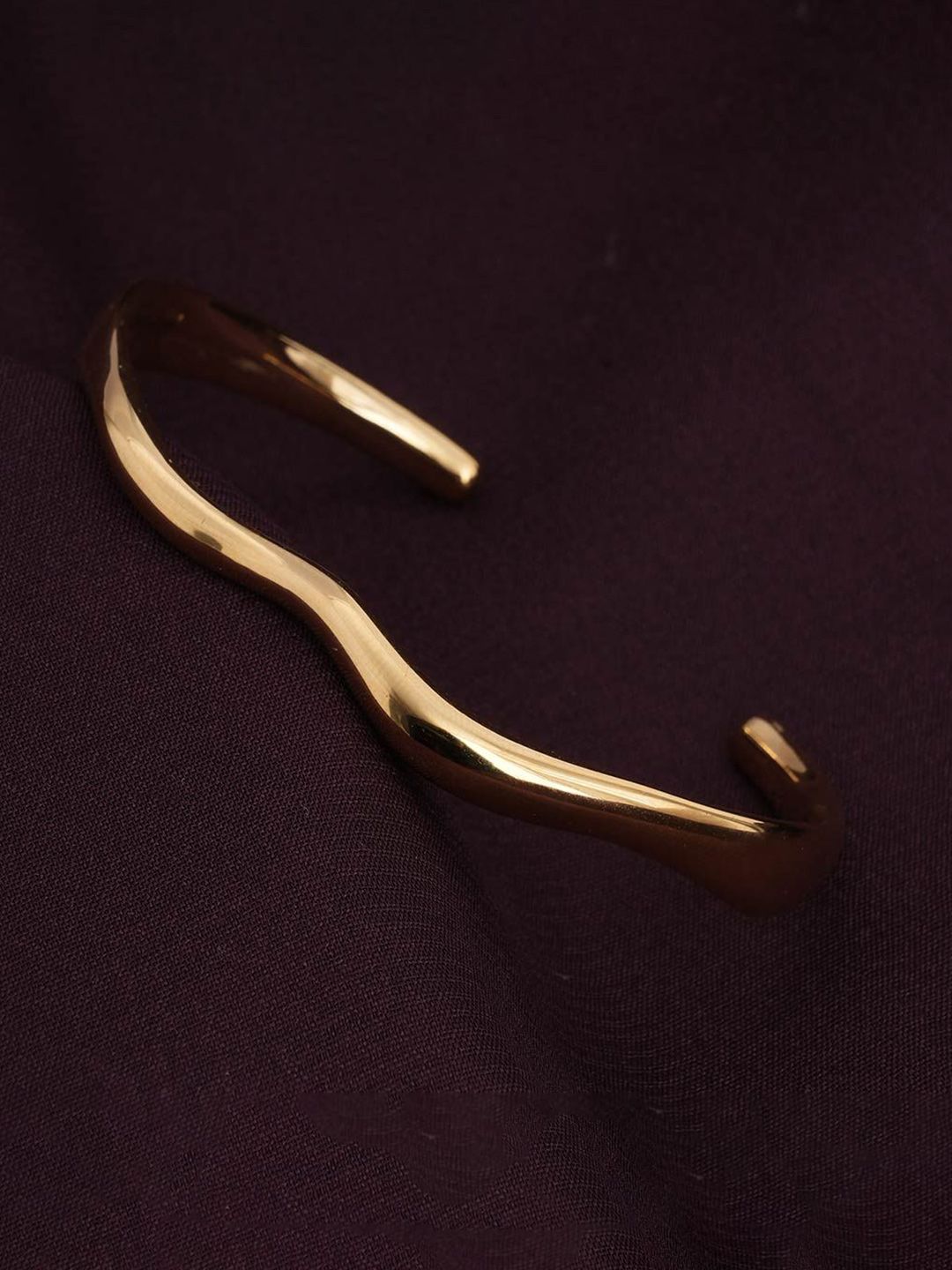 PALMONAS Women Gold-Plated Waterproof & Anti-Tarnish Classic Wave Cuff Bracelet