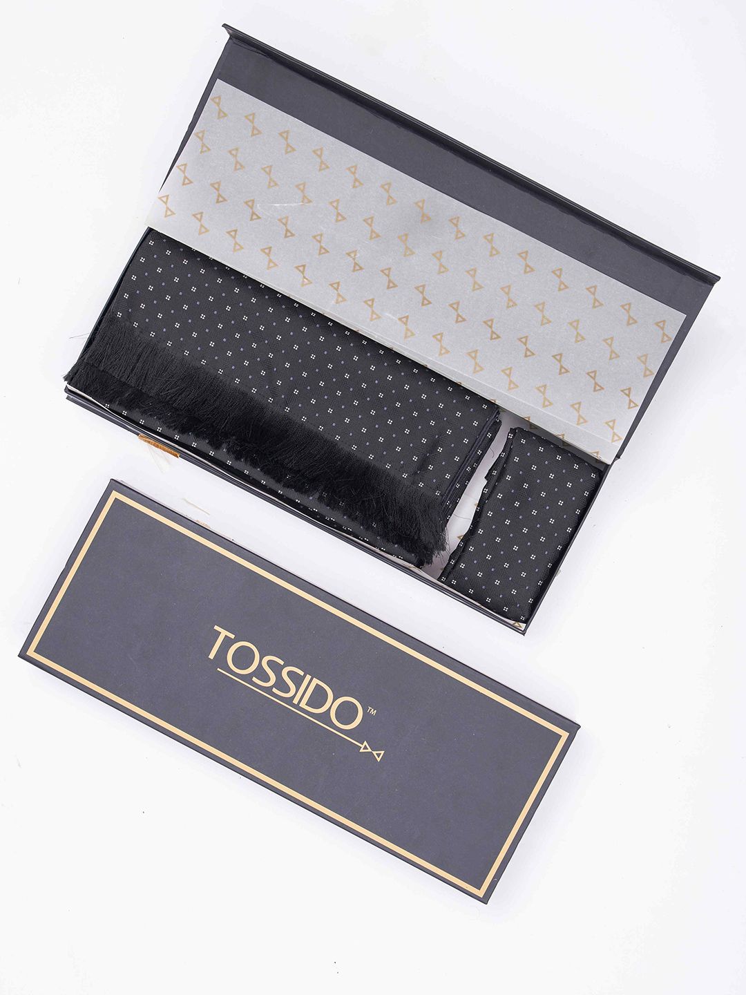 Tossido Men Woven Design Reversible Stole & Pocket Square Set-image-48