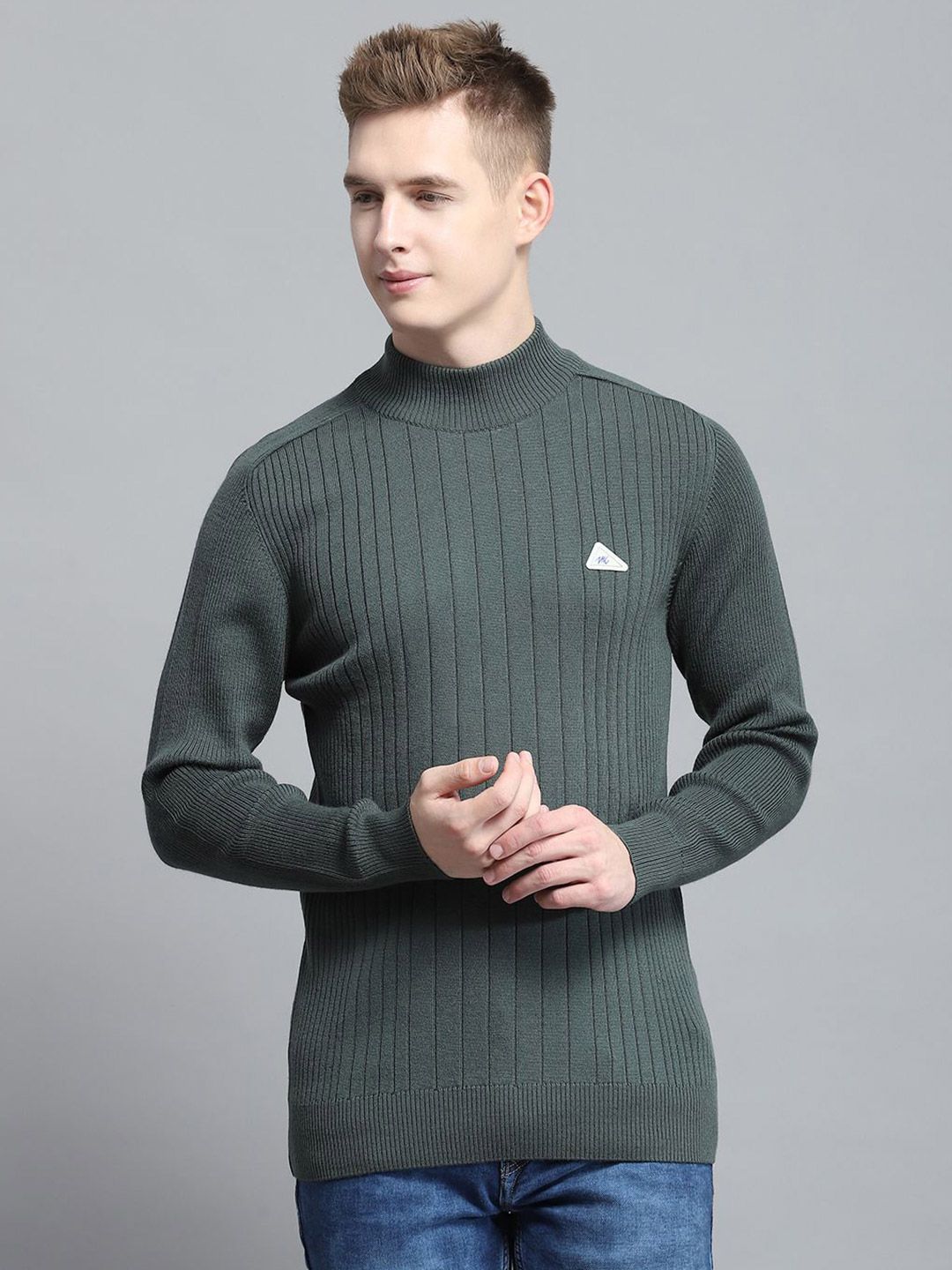Monte Carlo Men Striped Woollen Pullover-image-30