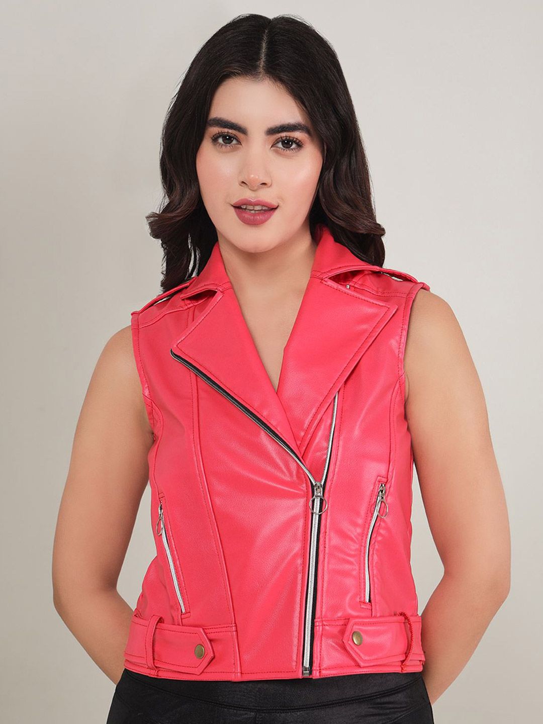 TANDUL Women Solid Lightweight Crop Biker Jacket-picture-52