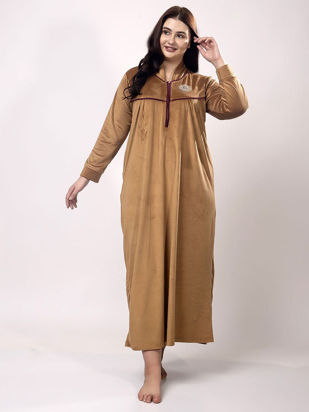 CHUI MUI Women Mandarin Collar Maxi Nightdress-picture-20