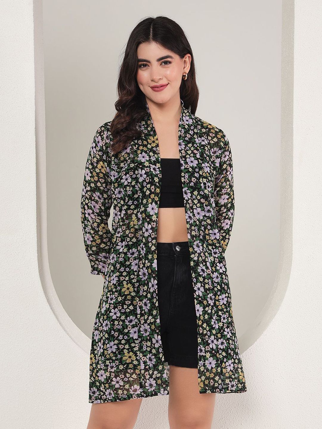 TANDUL Women Floral Printed Longline Open Front Shrug-picture-36