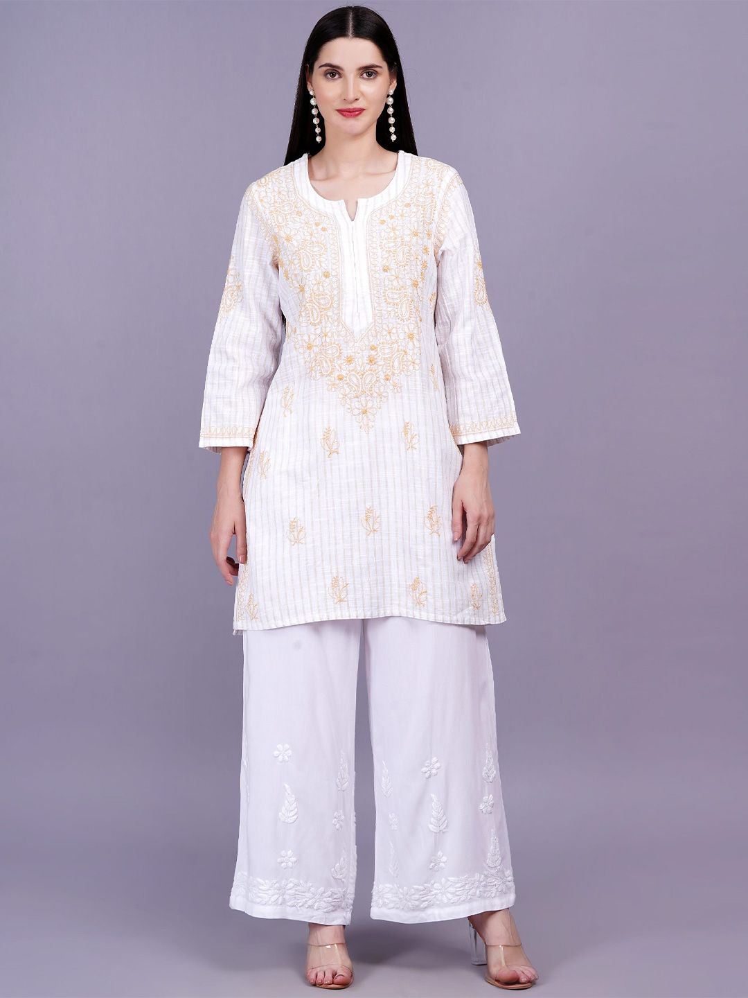 SUFIZA LIFESTYLE Women Embroidered Thread Work Pure Cotton Thread Work Kurti-image-22