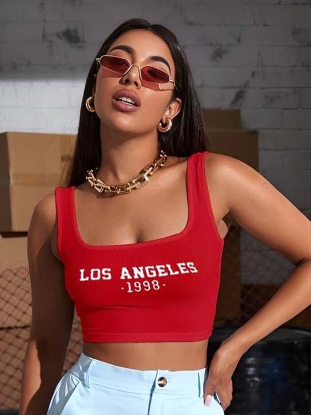 sollobell Print Cotton Tank Crop Top-image-45