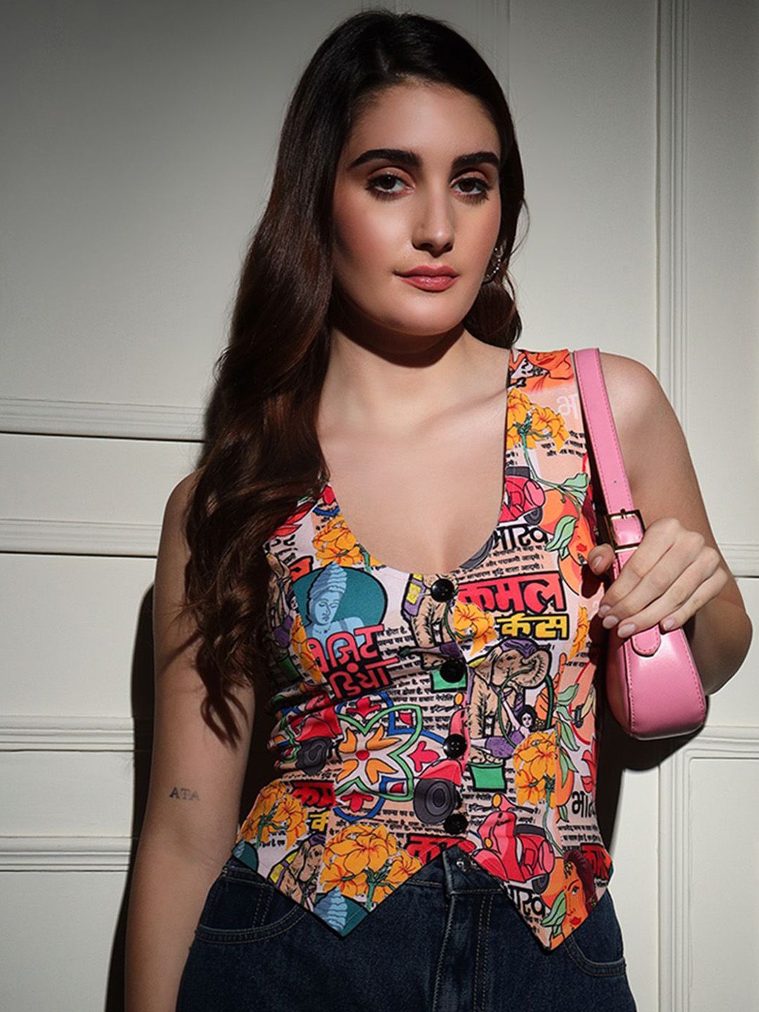 BAESD Printed Woven Waistcoat-image-7