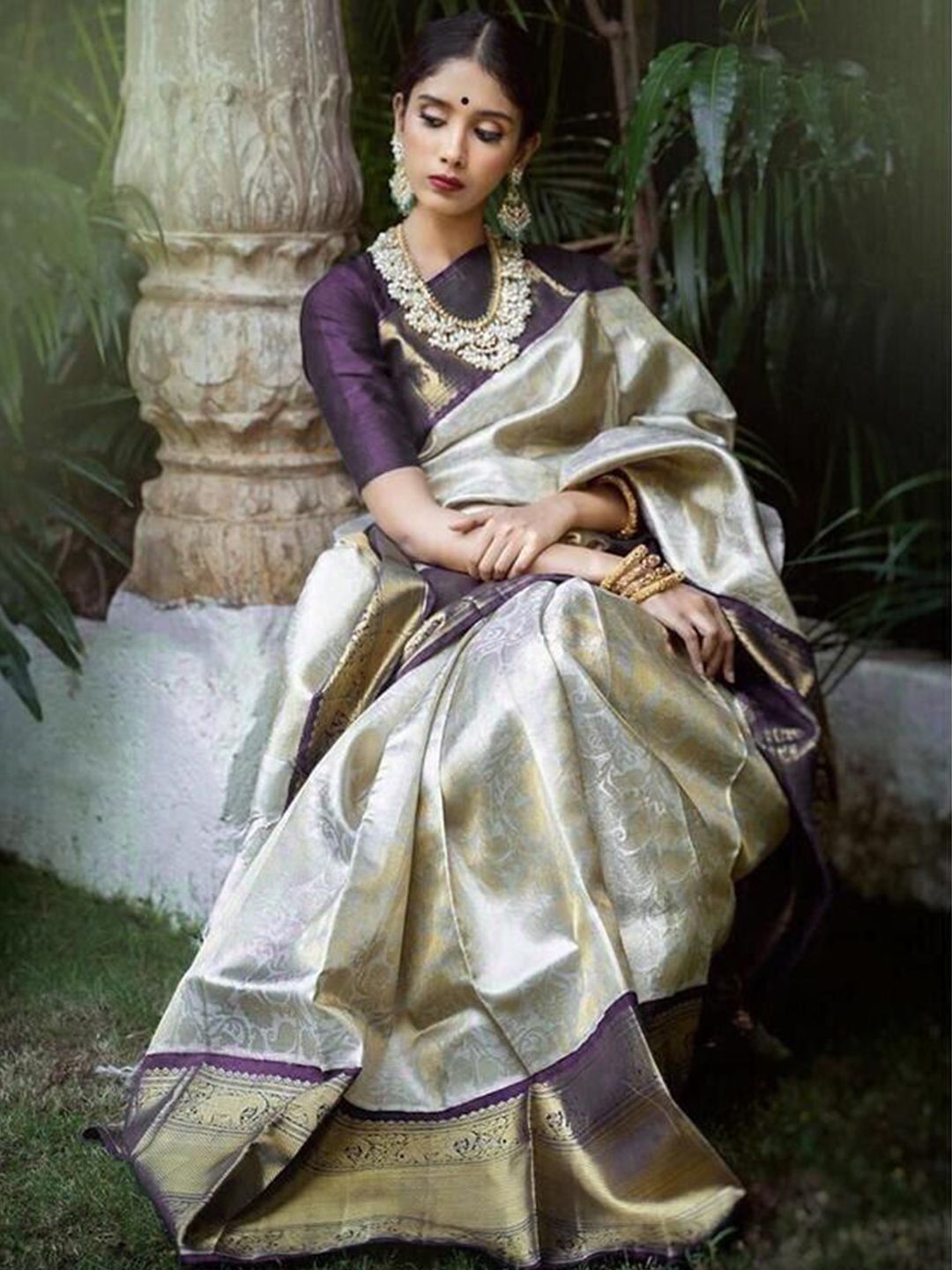 Woven Design Zari Ready to Wear Kanjeevaram Saree main image 1