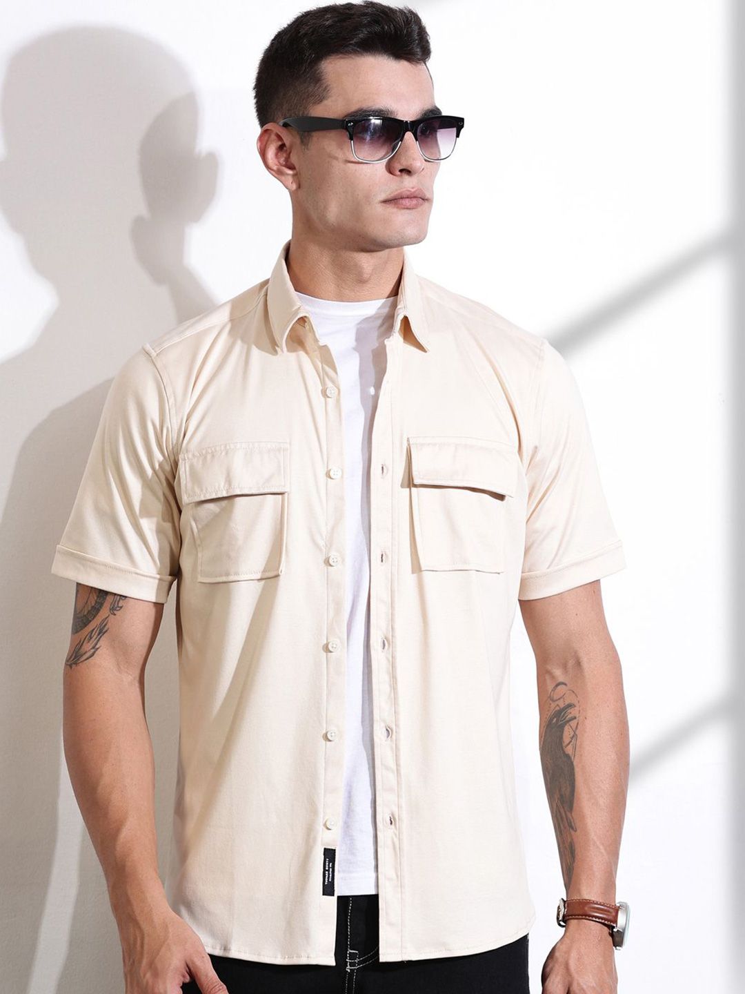 Thomas Scott Men Classic Slim Fit Spread Collar Solid Cotton Casual Shirt-picture-18