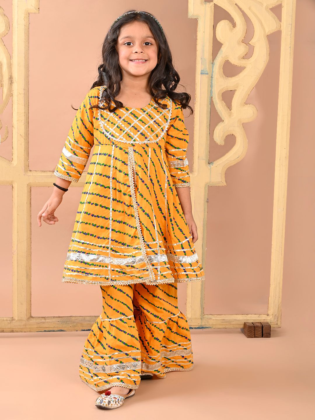 Superminis Girls Regular Gotta Patti Pure Cotton Kurti with Sharara-picture-47