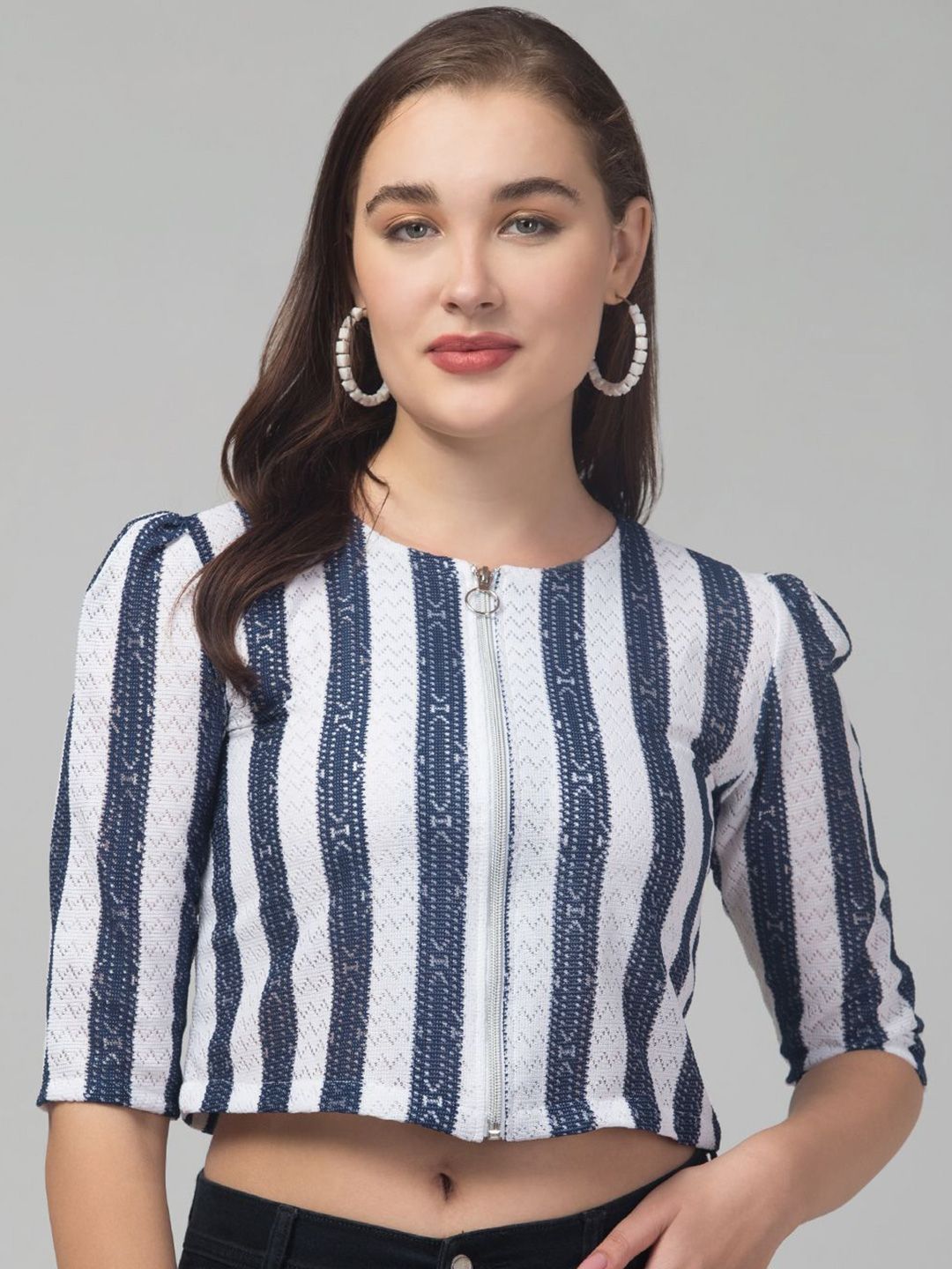 RAYWARE Women Colourblocked Crop Shrug-picture-37