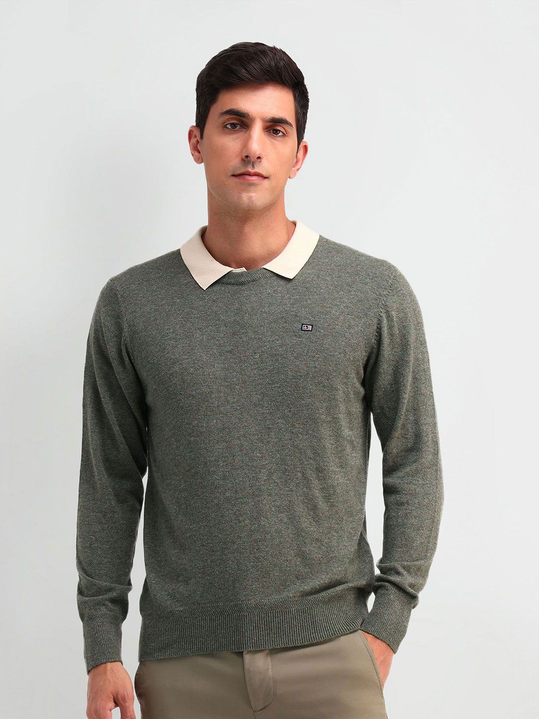 Arrow Sport Men Long Sleeves Round Neck Longline Pullover Sweater-picture-22