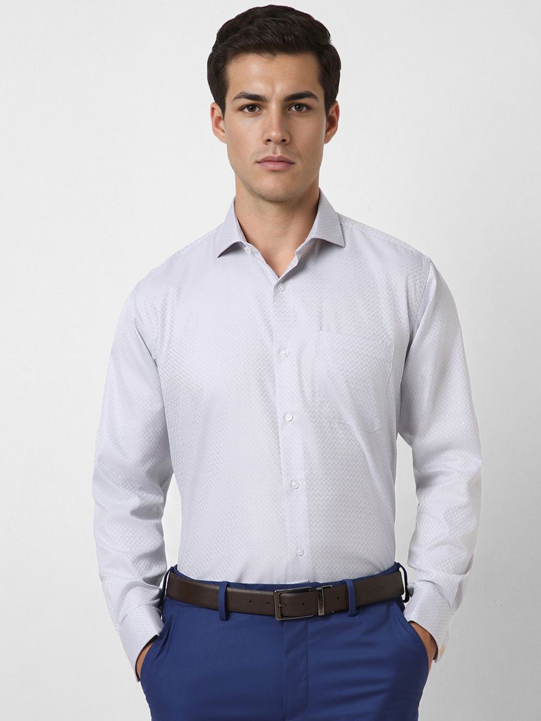 Van Heusen Men Spread Collar Textured Cotton Formal Shirt-picture-42
