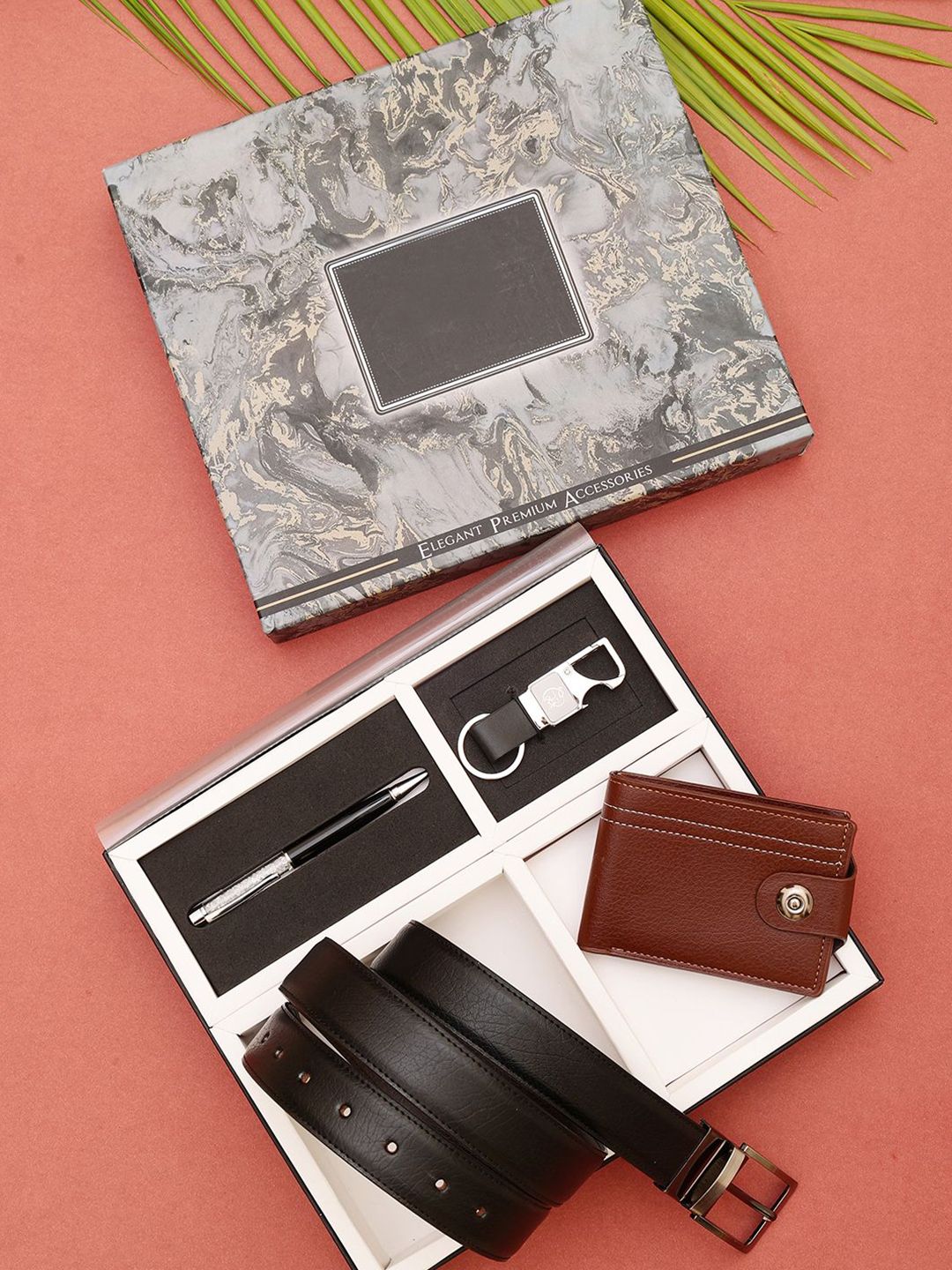 SAZARA Men Reversiable Belt , Wallet, Keychain and Pen Gift Set Comes with a box-picture-42