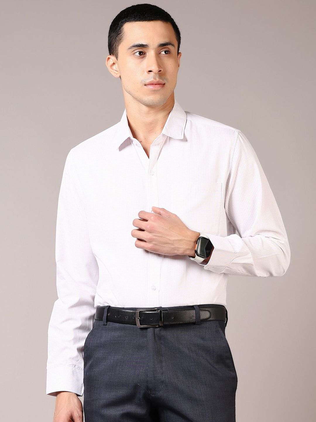 V-Mart Men Spread Collar Micro Checked Formal Shirt-picture-40