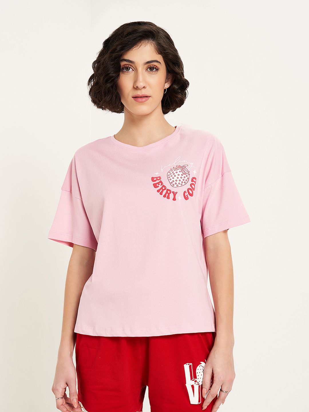 Dreamz by Pantaloons Women Printed Round Neck Lounge Tshirts-picture-36