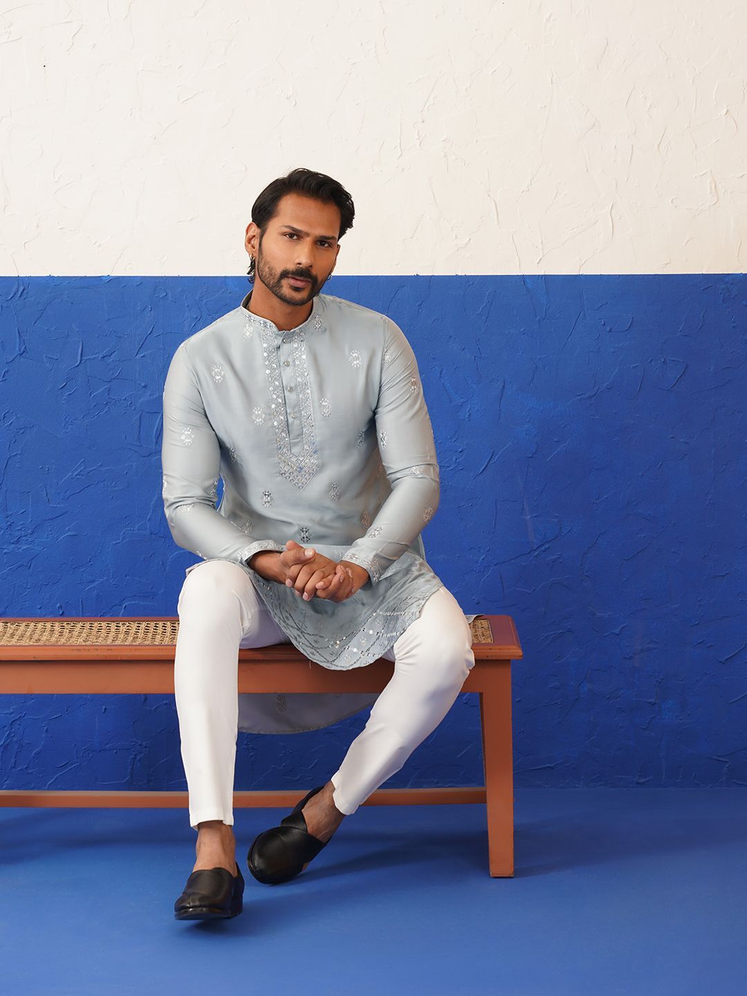 TheEthnic.Co Men Ethnic Motifs Yoke Design Thread Work Kurta-picture-18