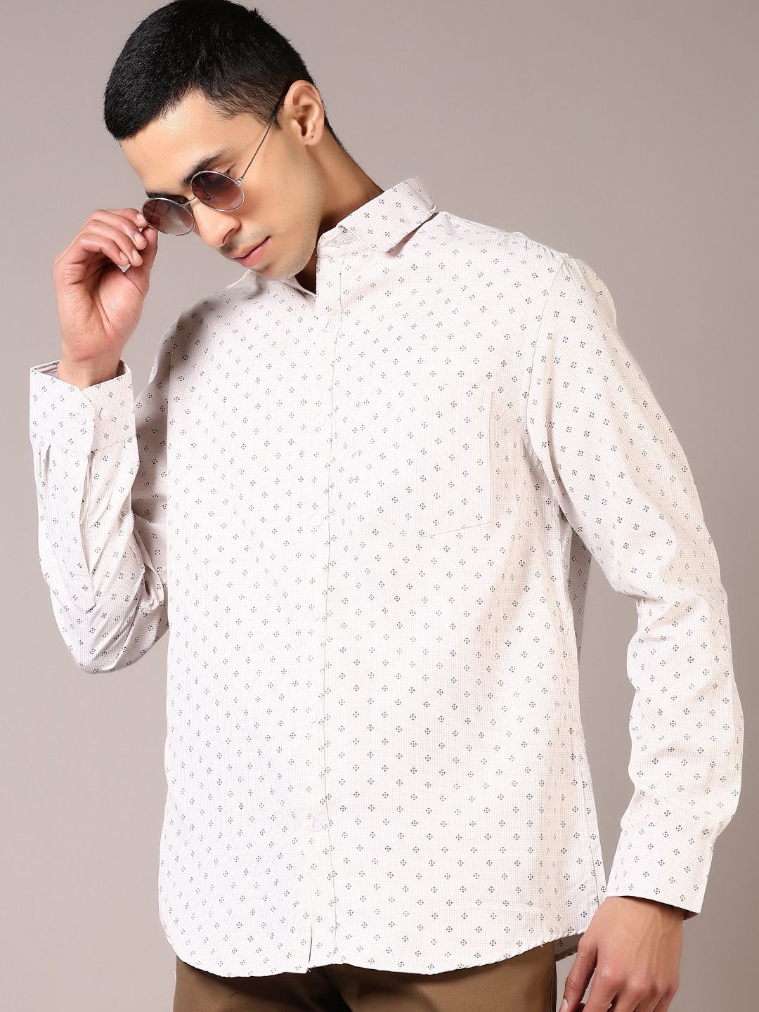V-Mart Men Spread Collar Micro Ditsy Printed Formal Shirt-picture-11