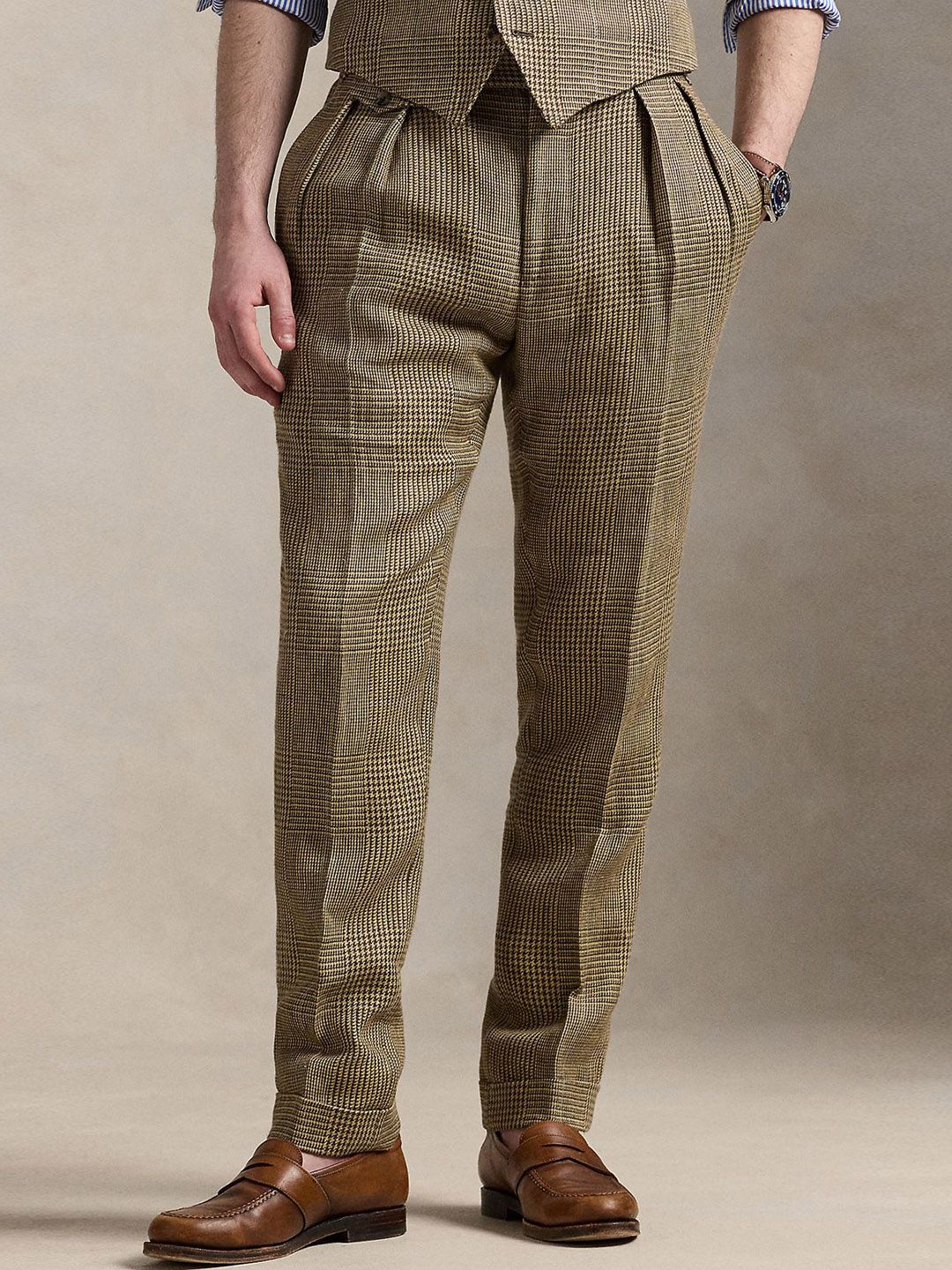 Polo Ralph Lauren Men Checked Slim-Fit Mid-Rise Glen Plaid Trousers-image-27