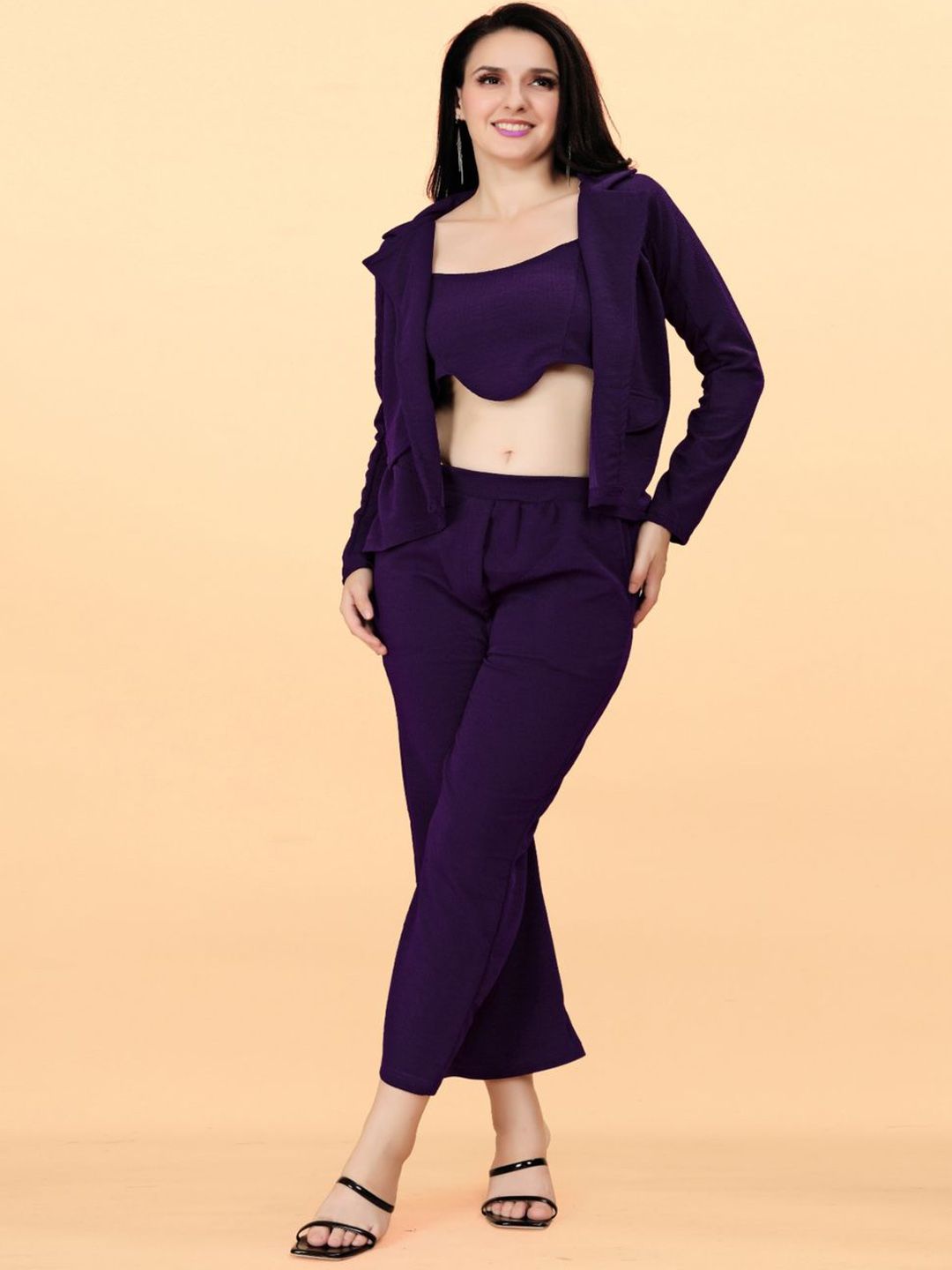 Mast & Harbour Round Neck Long Sleeves Top & jacket With Trousers Co-Ords-picture-17