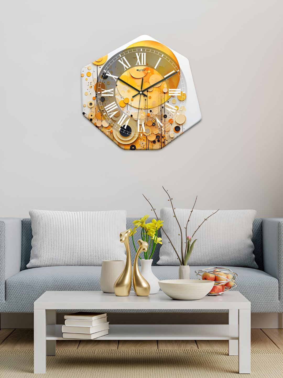 OLIVE TREE Yellow & Black Printed Geometric Wall Clock-picture-30