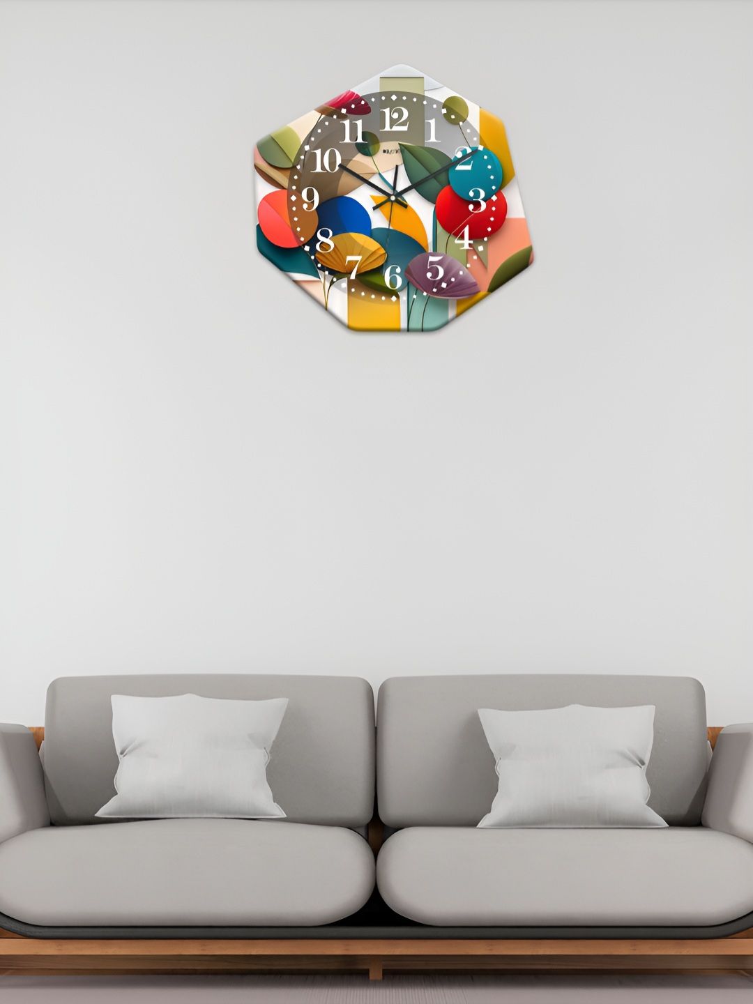 OLIVE TREE Red & Yellow Printed Geometric Wall Clock-picture-44