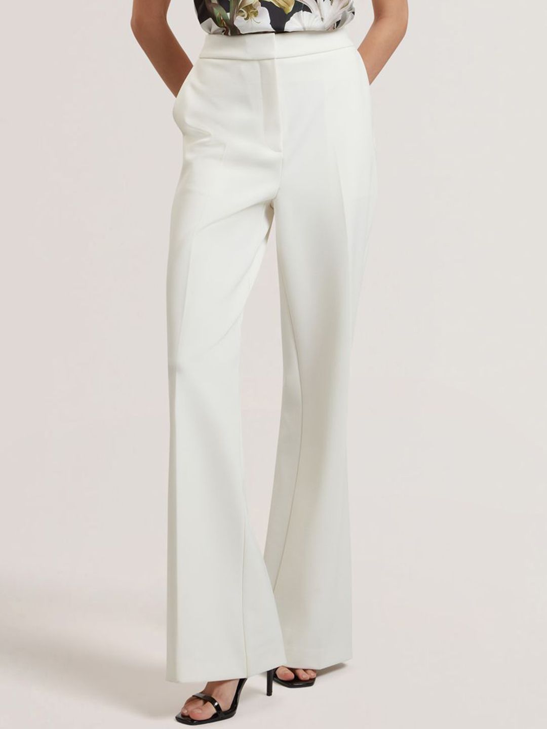 Ted Baker Women Solid Flared High-Rise Formal Wide Leg Trousers-picture-10