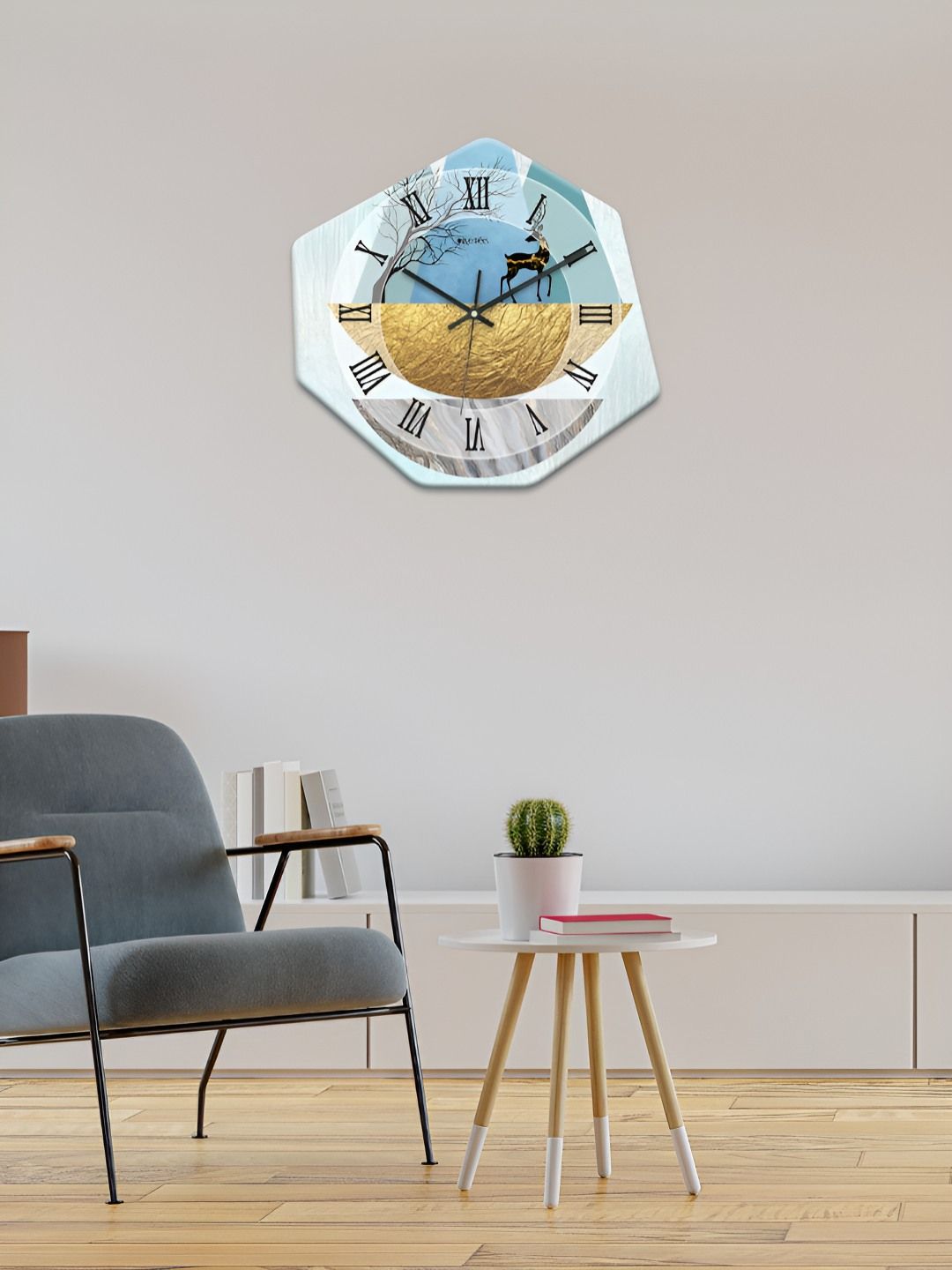 OLIVE TREE Blue & Black Printed Geometric Wall Clock-picture-15
