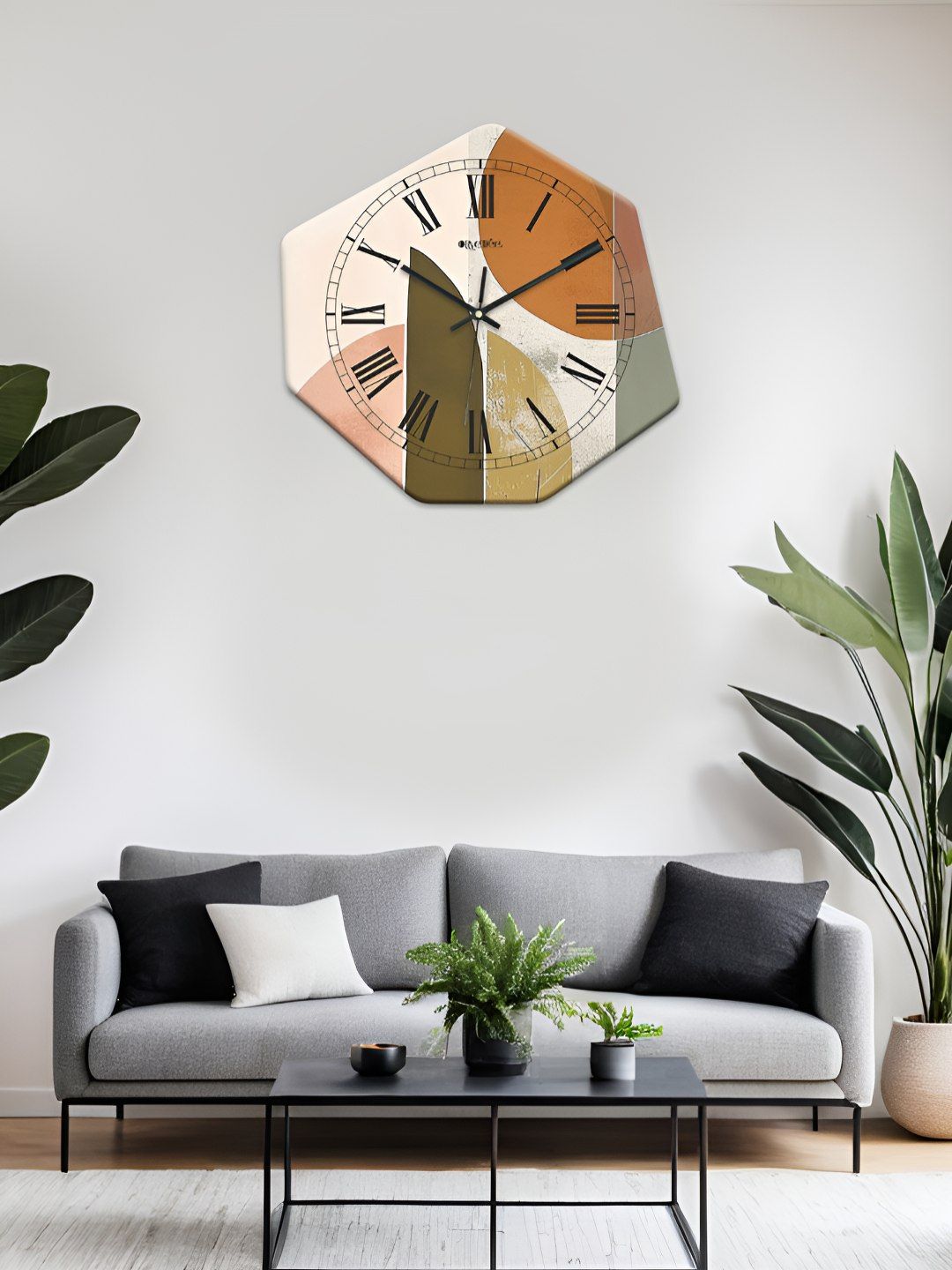 OLIVE TREE Olive Green & Yellow Printed Geometric Wall Clock-picture-21