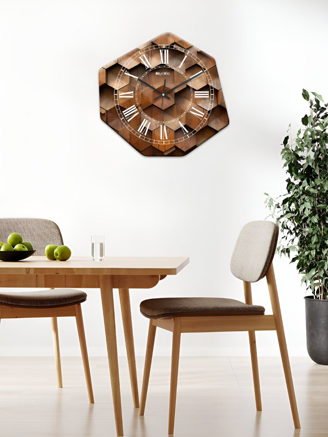 OLIVE TREE Brown & White Printed Geometric Wall Clock-image-47