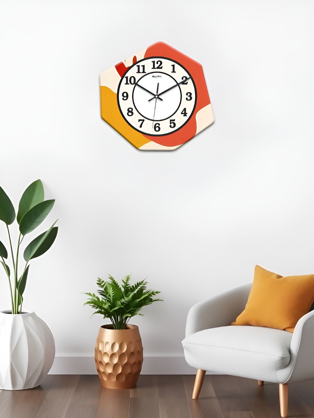 OLIVE TREE White & Yellow Printed Geometric Wall Clock-picture-28